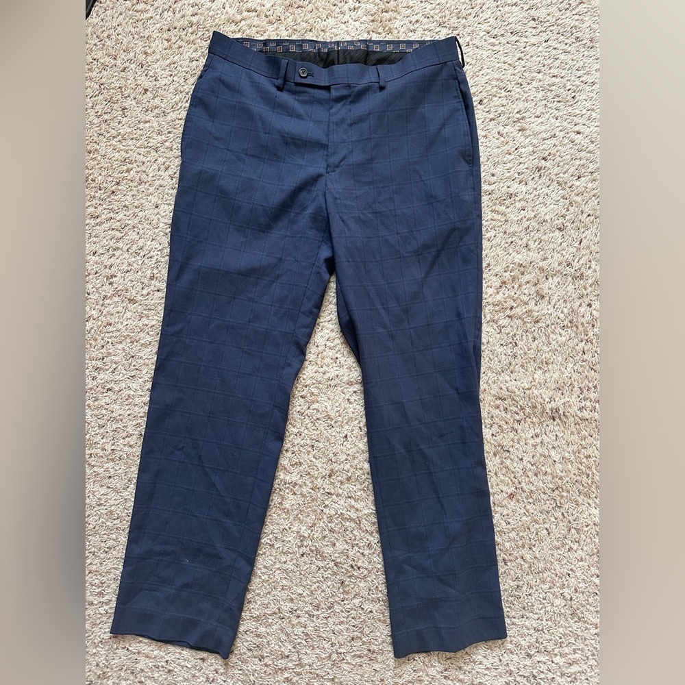 Lauren Ralph Lauren Pants Mens 33x30L Blue Plaid Straight Leg Dress Pant